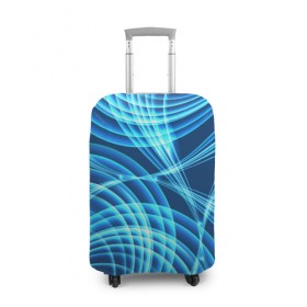 Чехол для чемодана 3D с принтом Синие вихри в Курске, 86% полиэфир, 14% спандекс | двустороннее нанесение принта, прорези для ручек и колес | абстракция | вихрь | синий | текстура