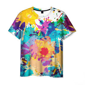 Мужская футболка 3D с принтом Пятна краски в Курске, 100% полиэфир | прямой крой, круглый вырез горловины, длина до линии бедер | абстракция | брызги | краска | пятно