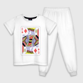 Детская пижама хлопок с принтом Король буби в Курске, 100% хлопок |  брюки и футболка прямого кроя, без карманов, на брюках мягкая резинка на поясе и по низу штанин
 | азарт | атласная | бубей | бубны | карты | колода | масть