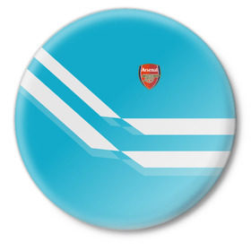 Значок с принтом Арсенал / FC Arsenal 2018 Blue в Курске,  металл | круглая форма, металлическая застежка в виде булавки | Тематика изображения на принте: 