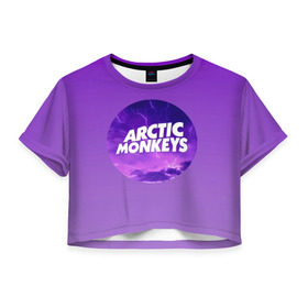 Женская футболка 3D укороченная с принтом Arctic Monkeys в Курске, 100% полиэстер | круглая горловина, длина футболки до линии талии, рукава с отворотами | алекс тёрнер | арктик | арктические мартышки | гаражный | группа | джейми кук | инди рок | манкис | музыка | мэтт хелдер | ник о мэлли | обезьяна | постпанк ривайвл | психоделический | рок