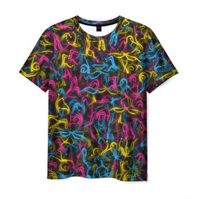 Мужская футболка 3D с принтом Абстрактная эротика в Курске, 100% полиэфир | прямой крой, круглый вырез горловины, длина до линии бедер | закорючки | любовь | паттерн | позы | текстура
