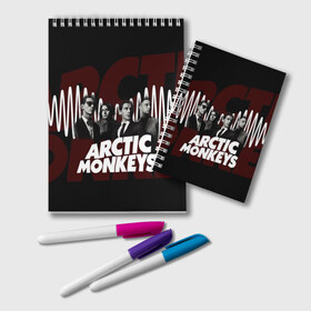 Блокнот с принтом Группа Arctic Monkeys в Курске, 100% бумага | 48 листов, плотность листов — 60 г/м2, плотность картонной обложки — 250 г/м2. Листы скреплены удобной пружинной спиралью. Цвет линий — светло-серый
 | Тематика изображения на принте: алекс тёрнер | арктик | арктические мартышки | гаражный | группа | дж ейми кук | инди рок | манкис | музыка | мэтт хелдер | ник о мэлли | обезьяна | постпанк ривайвл | психоделический | рок