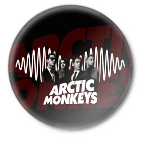Значок с принтом Группа Arctic Monkeys в Курске,  металл | круглая форма, металлическая застежка в виде булавки | Тематика изображения на принте: алекс тёрнер | арктик | арктические мартышки | гаражный | группа | дж ейми кук | инди рок | манкис | музыка | мэтт хелдер | ник о мэлли | обезьяна | постпанк ривайвл | психоделический | рок