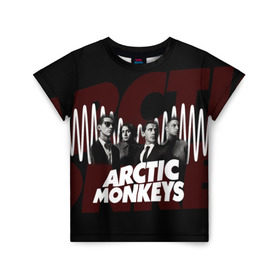Детская футболка 3D с принтом Группа Arctic Monkeys в Курске, 100% гипоаллергенный полиэфир | прямой крой, круглый вырез горловины, длина до линии бедер, чуть спущенное плечо, ткань немного тянется | Тематика изображения на принте: алекс тёрнер | арктик | арктические мартышки | гаражный | группа | дж ейми кук | инди рок | манкис | музыка | мэтт хелдер | ник о мэлли | обезьяна | постпанк ривайвл | психоделический | рок