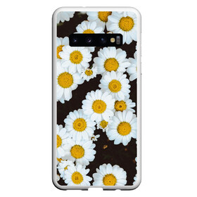 Чехол для Samsung Galaxy S10 с принтом Аромашки в Курске, Силикон | Область печати: задняя сторона чехла, без боковых панелей | белый | желтый | красивые | красота | мода | модные | природа | растения | ромашка | ромашки | текстура | тренды | цветы