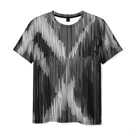 Мужская футболка 3D с принтом Черно-белая штриховка в Курске, 100% полиэфир | прямой крой, круглый вырез горловины, длина до линии бедер | watercolor | абстракция красок | акварель | брызги красок | краска | потертость красок