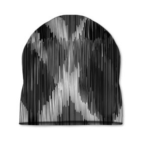 Шапка 3D с принтом Черно-белая штриховка в Курске, 100% полиэстер | универсальный размер, печать по всей поверхности изделия | watercolor | абстракция красок | акварель | брызги красок | краска | потертость красок