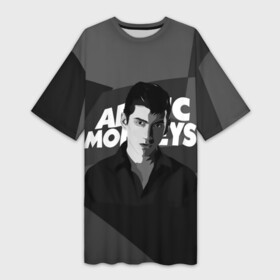 Платье-футболка 3D с принтом Солист Arctic Monkeys в Курске,  |  | arc | алекс тёрнер | арктик | арктические мартышки | гаражный | группа | джейми кук | инди рок | манкис | музыка | мэтт хелдер | ник о мэлли | обезьяна | постпанк ривайвл | психоделический | рок