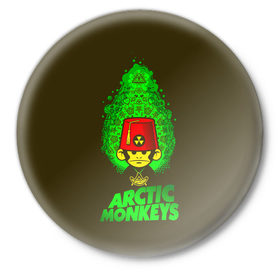 Значок с принтом Arctic Monkeys обезьянка в Курске,  металл | круглая форма, металлическая застежка в виде булавки | 