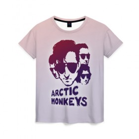 Женская футболка 3D с принтом Группа Arctic Monkeys в Курске, 100% полиэфир ( синтетическое хлопкоподобное полотно) | прямой крой, круглый вырез горловины, длина до линии бедер | 