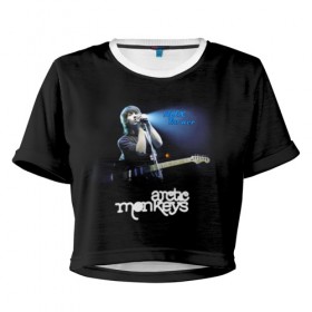 Женская футболка 3D укороченная с принтом Alex Turner Arctic Monkeys в Курске, 100% полиэстер | круглая горловина, длина футболки до линии талии, рукава с отворотами | алекс тёрнер | арктик | арктические мартышки | гаражный | группа | джейми кук | инди рок | манкис | музыка | мэтт хелдер | ник о мэлли | обезьяна | постпанк ривайвл | психоделический | рок