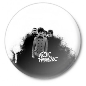 Значок с принтом Группа Arctic Monkeys в Курске,  металл | круглая форма, металлическая застежка в виде булавки | arctic monkeys обезьянка