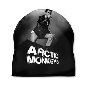 Шапка 3D с принтом Солист Arctic Monkeys в Курске, 100% полиэстер | универсальный размер, печать по всей поверхности изделия | Тематика изображения на принте: алекс тёрнер | арктик | арктические мартышки | гаражный | группа | джейми кук | инди рок | манкис | музыка | мэтт хелдер | ник о мэлли | обезьяна | постпанк ривайвл | психоделический | рок