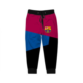 Детские брюки 3D с принтом FC Barcelona 2018 #5 в Курске, 100% полиэстер | манжеты по низу, эластичный пояс регулируется шнурком, по бокам два кармана без застежек, внутренняя часть кармана из мелкой сетки | fcb | барселона | геометрия | футбольный клуб