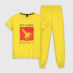 Женская пижама хлопок с принтом Dota 2 Pro Gamer в Курске, 100% хлопок | брюки и футболка прямого кроя, без карманов, на брюках мягкая резинка на поясе и по низу штанин | 