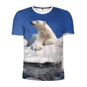 Мужская футболка 3D спортивная с принтом Арктика в Курске, 100% полиэстер с улучшенными характеристиками | приталенный силуэт, круглая горловина, широкие плечи, сужается к линии бедра | animals | bear | ice | nature | polar bear | power | travel | белый медведь | животные | лёд | медведь | природа | путешествия | сила | снег