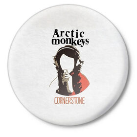 Значок с принтом Arctic Monkeys cornerstone в Курске,  металл | круглая форма, металлическая застежка в виде булавки | алекс тёрнер | арктик | арктические мартышки | гаражный | группа | джейми кук | инди рок | манкис | музыка | мэтт хелдер | ник о мэлли | обезьяна | постпанк ривайвл | психоделический | рок