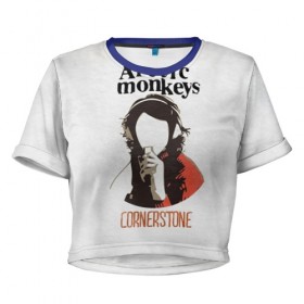 Женская футболка 3D укороченная с принтом Arctic Monkeys cornerstone в Курске, 100% полиэстер | круглая горловина, длина футболки до линии талии, рукава с отворотами | Тематика изображения на принте: алекс тёрнер | арктик | арктические мартышки | гаражный | группа | джейми кук | инди рок | манкис | музыка | мэтт хелдер | ник о мэлли | обезьяна | постпанк ривайвл | психоделический | рок
