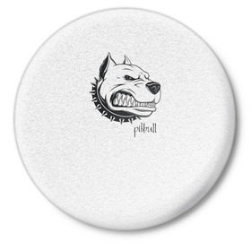 Значок с принтом Pitbull в Курске,  металл | круглая форма, металлическая застежка в виде булавки | Тематика изображения на принте: dog | питбуль | порода | рисунок | собака