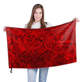 Флаг 3D с принтом Tie-Dye red в Курске, 100% полиэстер | плотность ткани — 95 г/м2, размер — 67 х 109 см. Принт наносится с одной стороны | волны | красный | разводы | текстура