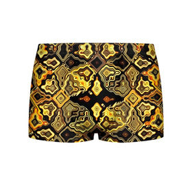Мужские трусы 3D с принтом Gold luxury в Курске, 50% хлопок, 50% полиэстер | классическая посадка, на поясе мягкая тканевая резинка | волны | разводы | узоры