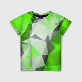 Детская футболка 3D с принтом Sport Abstract 2018 Green в Курске, 100% гипоаллергенный полиэфир | прямой крой, круглый вырез горловины, длина до линии бедер, чуть спущенное плечо, ткань немного тянется | абстракция | геометрия | желтый | краски | линии | мода | модные | пирамиды | полосы | серый | тренды | треугольники | узоры | фигуры | цвет