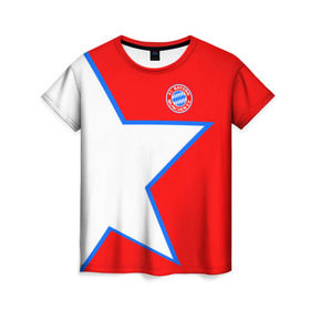 Женская футболка 3D с принтом ФК Бавария 2018 в Курске, 100% полиэфир ( синтетическое хлопкоподобное полотно) | прямой крой, круглый вырез горловины, длина до линии бедер | bayern | fly fc | бавария | спорт | футбольный клуб