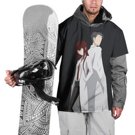 Накидка на куртку 3D с принтом Okabe & Kurisu в Курске, 100% полиэстер |  | steins gate | steinsgate | аниме | визуальная новелла | врата штейна | курису | макисе курису | минимализм | окабе | окабе ринтаро
