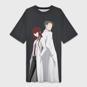 Платье-футболка 3D с принтом Okabe  Kurisu в Курске,  |  | steins gate | steinsgate | аниме | визуальная новелла | врата штейна | курису | макисе курису | минимализм | окабе | окабе ринтаро