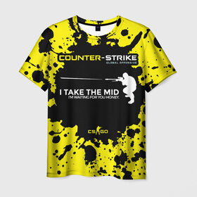 Мужская футболка 3D с принтом Counter-Strike Go Mid в Курске, 100% полиэфир | прямой крой, круглый вырез горловины, длина до линии бедер | cs go | global offensive | контр страйк | шутер
