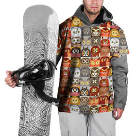 Накидка на куртку 3D с принтом Совы Плитка в Курске, 100% полиэстер |  | ассорти | вид | глаза | квадраты | кубики | орнитолог | паттерн | принт | птица | сова | филин