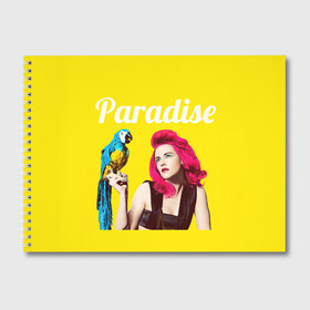 Альбом для рисования с принтом Paradise в Курске, 100% бумага
 | матовая бумага, плотность 200 мг. | лето | малиновое вино | попугай | прическа | рай | эмоции