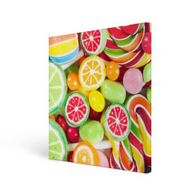Холст квадратный с принтом Candy в Курске, 100% ПВХ |  | candy | colorful | lollipop | sweet | конфеты | леденцы | сладости
