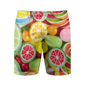 Мужские шорты 3D спортивные с принтом Candy в Курске,  |  | candy | colorful | lollipop | sweet | конфеты | леденцы | сладости