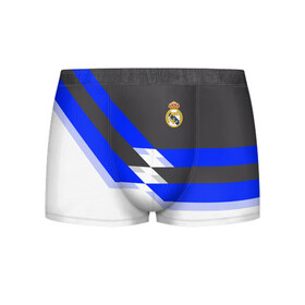 Мужские трусы 3D с принтом Real Madrid 2018 в Курске, 50% хлопок, 50% полиэстер | классическая посадка, на поясе мягкая тканевая резинка | Тематика изображения на принте: реал мадрид | эмблема