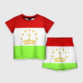Детский костюм с шортами 3D с принтом Флаг Таджикистана в Курске,  |  | парчами точикистон | таджикистан | точикистон | флаг | флаг таджикистана