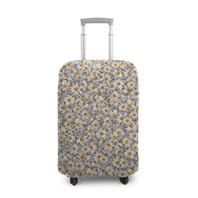 Чехол для чемодана 3D с принтом Ромашки в Курске, 86% полиэфир, 14% спандекс | двустороннее нанесение принта, прорези для ручек и колес | белый | желтый | паттерн | поле | полевые | растения | ромашка | текстура | цветочки