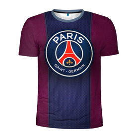 Мужская футболка 3D спортивная с принтом Paris Saint-Germain в Курске, 100% полиэстер с улучшенными характеристиками | приталенный силуэт, круглая горловина, широкие плечи, сужается к линии бедра | psg | париж | псж | форма | футбол