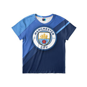 Детская футболка 3D с принтом Манчестер Сити в Курске, 100% гипоаллергенный полиэфир | прямой крой, круглый вырез горловины, длина до линии бедер, чуть спущенное плечо, ткань немного тянется | city | manchester | горожане | манчестер | сити | футбол | юнайтед