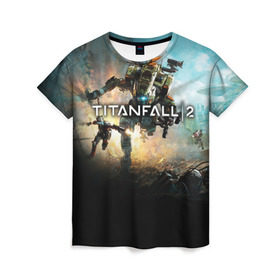 Женская футболка 3D с принтом Titanfall в Курске, 100% полиэфир ( синтетическое хлопкоподобное полотно) | прямой крой, круглый вырез горловины, длина до линии бедер | мех | мехи | пилот | пилоты | спектр | спектры | титан