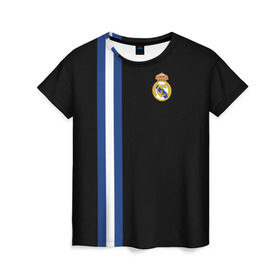 Женская футболка 3D с принтом Real Madrid Line Collection в Курске, 100% полиэфир ( синтетическое хлопкоподобное полотно) | прямой крой, круглый вырез горловины, длина до линии бедер | emirates | fc | real madrid | клуб | мяч | реал мадрид