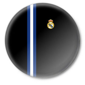 Значок с принтом Real Madrid Line Collection в Курске,  металл | круглая форма, металлическая застежка в виде булавки | Тематика изображения на принте: emirates | fc | real madrid | клуб | мяч | реал мадрид