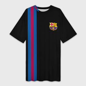 Платье-футболка 3D с принтом FC Barcelona Line Collection в Курске,  |  | Тематика изображения на принте: fc | барселона | эмблема