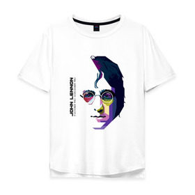 Мужская футболка хлопок Oversize с принтом Джон Ленон в Курске, 100% хлопок | свободный крой, круглый ворот, “спинка” длиннее передней части | john lennon | the beatles | битлс | джон леннон
