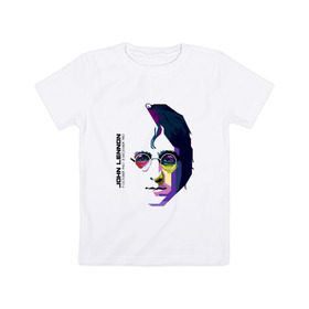 Детская футболка хлопок с принтом Джон Ленон в Курске, 100% хлопок | круглый вырез горловины, полуприлегающий силуэт, длина до линии бедер | john lennon | the beatles | битлс | джон леннон