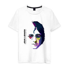 Мужская футболка хлопок с принтом Джон Ленон в Курске, 100% хлопок | прямой крой, круглый вырез горловины, длина до линии бедер, слегка спущенное плечо. | john lennon | the beatles | битлс | джон леннон