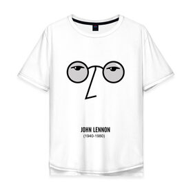 Мужская футболка хлопок Oversize с принтом Джон Ленон 1 в Курске, 100% хлопок | свободный крой, круглый ворот, “спинка” длиннее передней части | 
