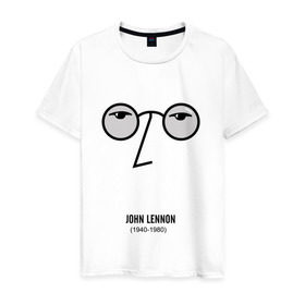 Мужская футболка хлопок с принтом Джон Ленон 1 в Курске, 100% хлопок | прямой крой, круглый вырез горловины, длина до линии бедер, слегка спущенное плечо. | Тематика изображения на принте: 