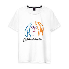 Мужская футболка хлопок с принтом Джон Ленон 2 в Курске, 100% хлопок | прямой крой, круглый вырез горловины, длина до линии бедер, слегка спущенное плечо. | john lennon | the beatles | битлс | джон леннон